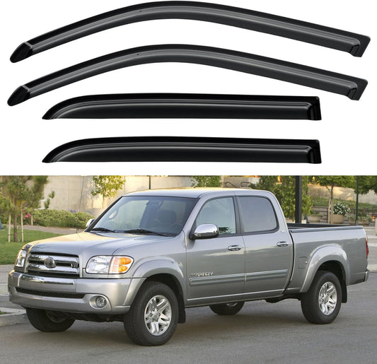 Window Visors Rain Guards for 2004 2005 2006 Toyota Tundra Double Cab, Out-Channel Window Vent Wind Deflectors Visors Shades for 04 05 06 Tundra Crew Cab