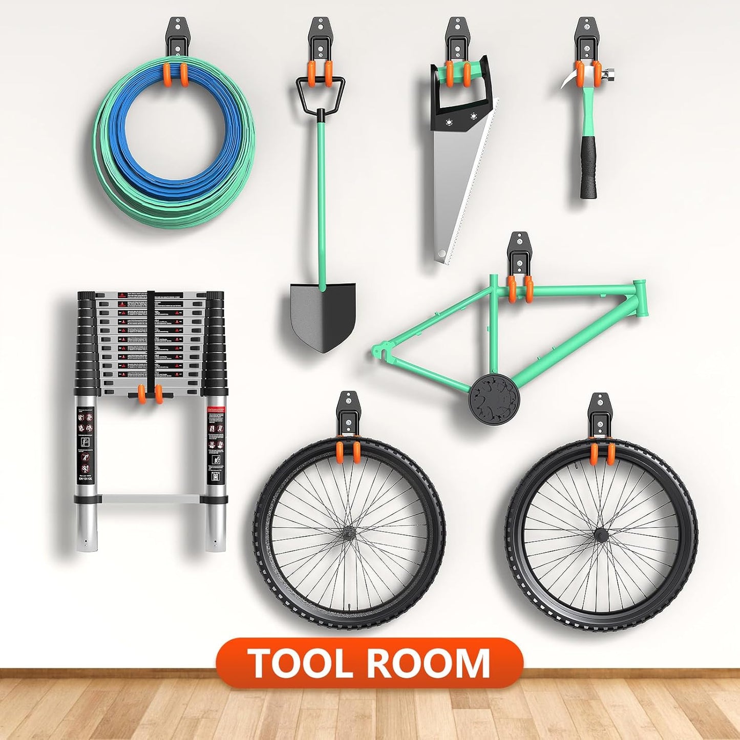 4 Pack 4.7x2.6 Inch Utility Steel Wall Mount Heavy Duty Garage Hooks with Anti-Slip Coating,Storage More Yard,Garden and Power Tools and for Hanging Hose,Ladder and Bike