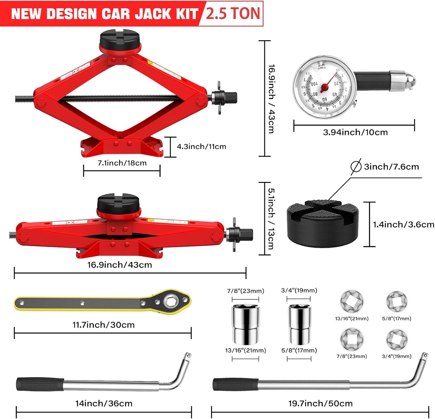 Scissor Jack for Car 2.5 Ton(5512 lbs) Car Jack Kit, Tire Changing kit with Lug Wrench Portable Auto Jack Tool Tire Jack for Car SUV MPV