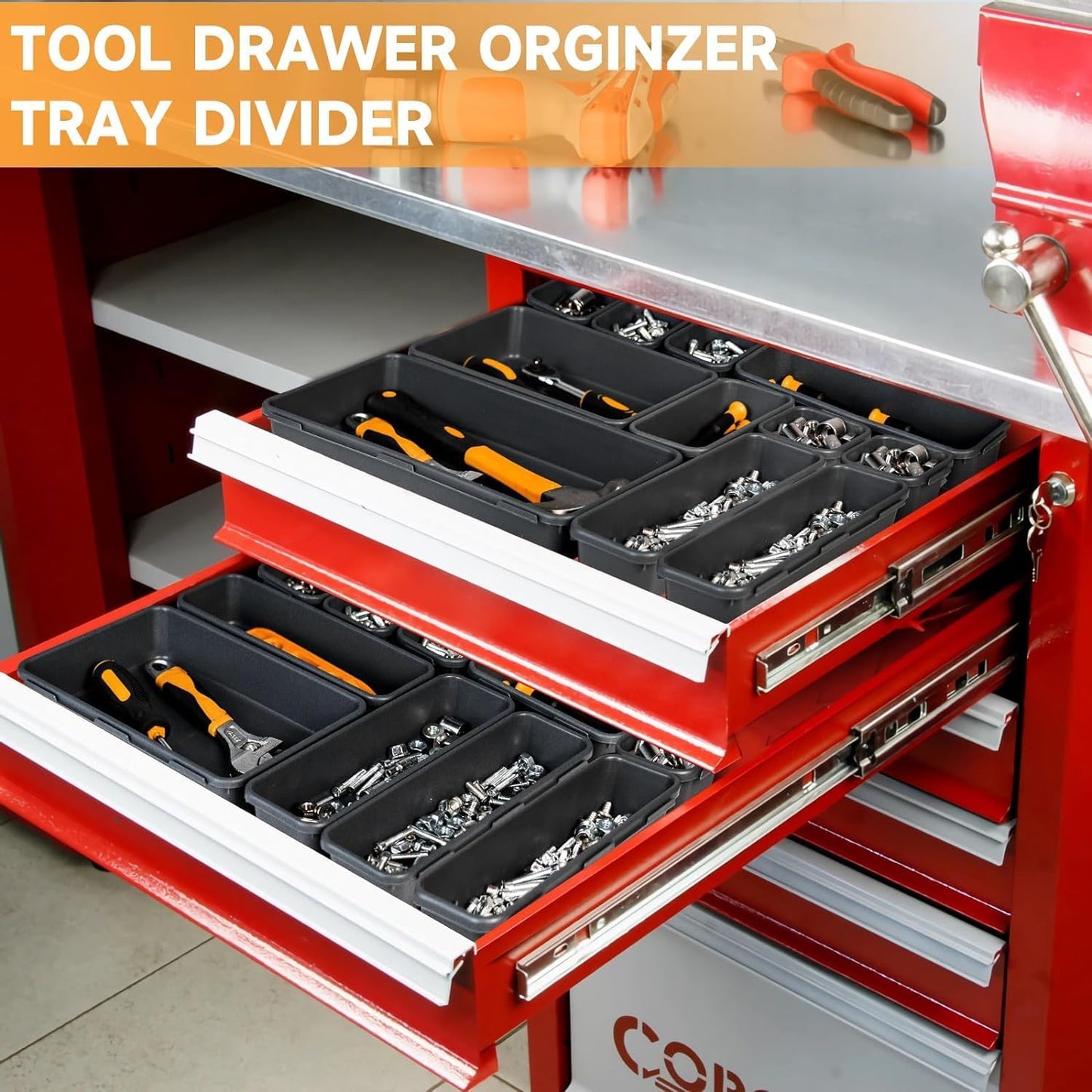 Tool Box Organizer Tray, Toolbox Desk Drawer Organizer, Tool Box Tray, Toolbox Organization Storage for Rolling Tool Chest (24 PCS)