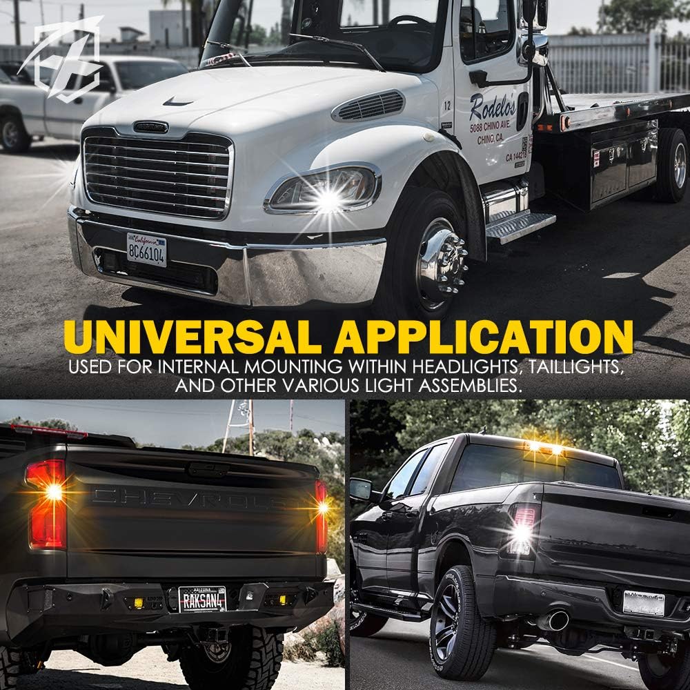 Xprite White Amber LED Hideaway Strobe Lights Kit 20 Flashing Patterns w/Control Panel Headlights Taillights Fog Marker Light Interior Mounting, for Emergency Vehicles Trucks SUV Vans 12V Cars 4 PCs