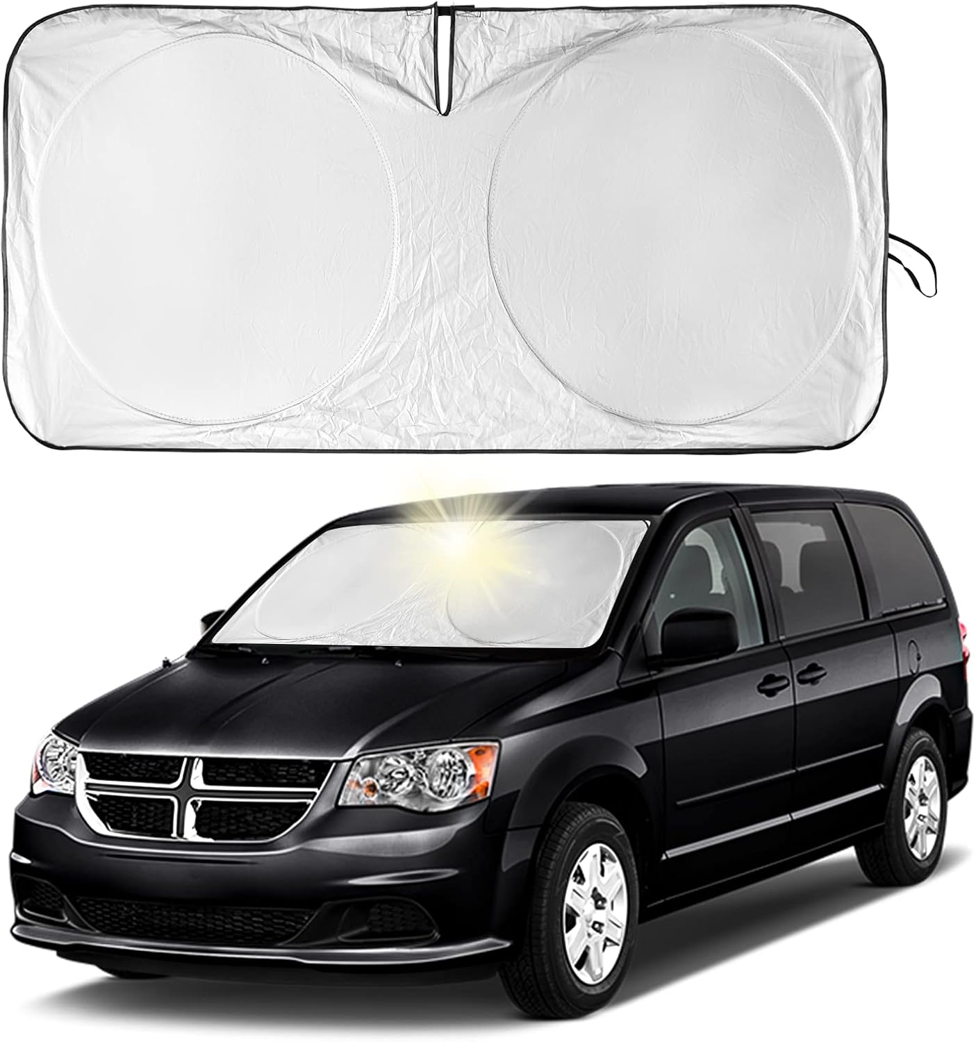 for Dodge Caravan 2006-2024 Front Windshield Sun Shade Sunshade-for Dodge Promaster 2014-2023 Windshield Cover, for Grand Caravan 2022 Reflective Protector Sun Visor Car Accessories(63" X 39.4")