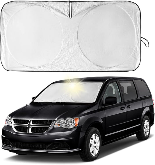 for Dodge Caravan 2006-2024 Front Windshield Sun Shade Sunshade-for Dodge Promaster 2014-2023 Windshield Cover, for Grand Caravan 2022 Reflective Protector Sun Visor Car Accessories(63" X 39.4")