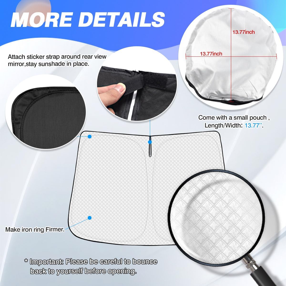 Windshield Sun Shade for 2019-2025 2026 Nissan Altima Accessories Thicken 6-Layer Foldable Front Window Sunshade Cover Sun Visor Protector Block UV Rays Keep Vehicle Cool