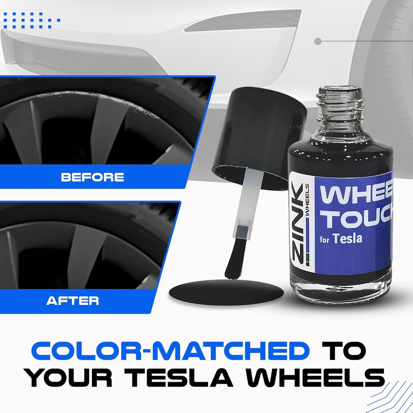Premium Tesla Wheel Curb Rash Repair Kit for Model X 20-inch Grey Cyberstream Rims - DIY Kit with Color-matched Touch Up Paint - Made in USA
