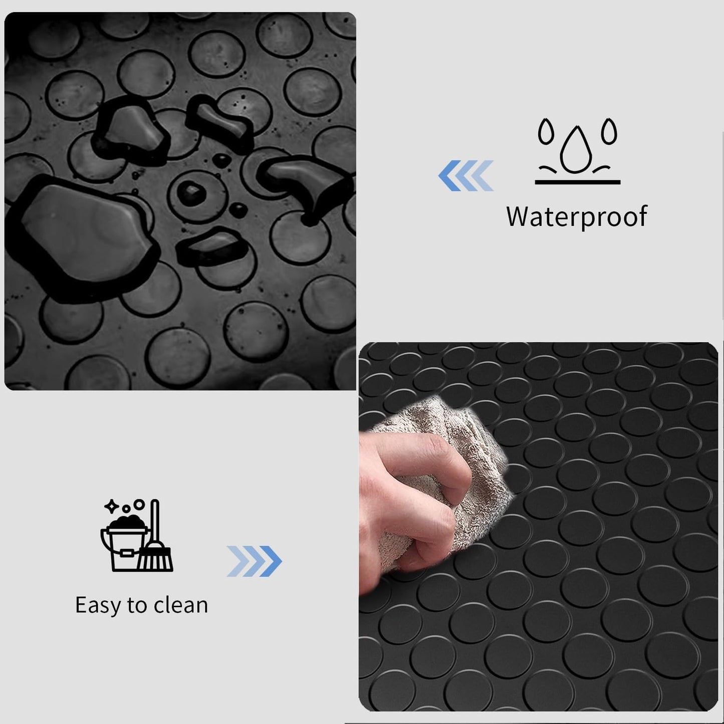 Premium Garage Floor Mat, Commercial Grade Heavy Duty Parking Mat for Garage Floor, Golf Cart Parking, Water/Stain Resistant Floor Runner (Black Coin, 2 Rolls x 4 x 13 Feet)