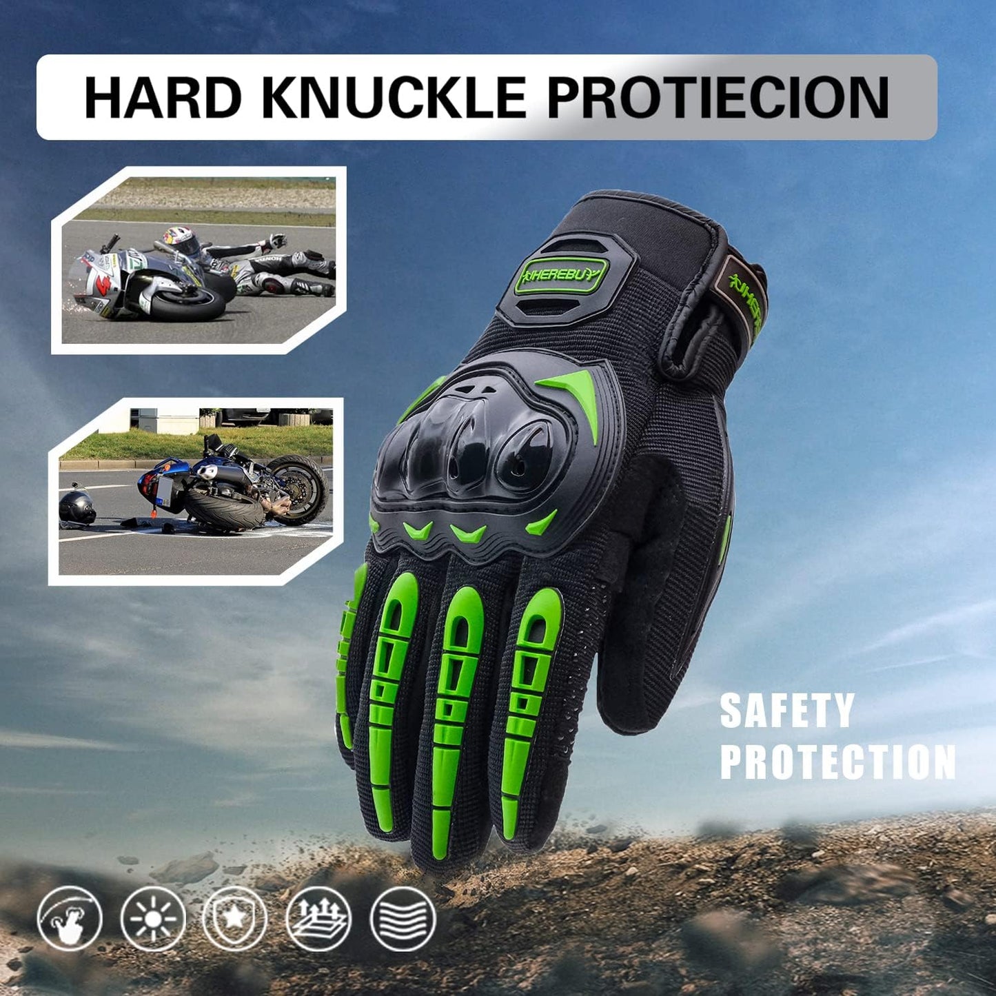 Motorcycle Gloves Touch Screen Full Finger Riding Gloves Knuckle Protection for Men and Women for Dirt Riding, Road Racing, Cycling, Climbing Work Outdoor Sports