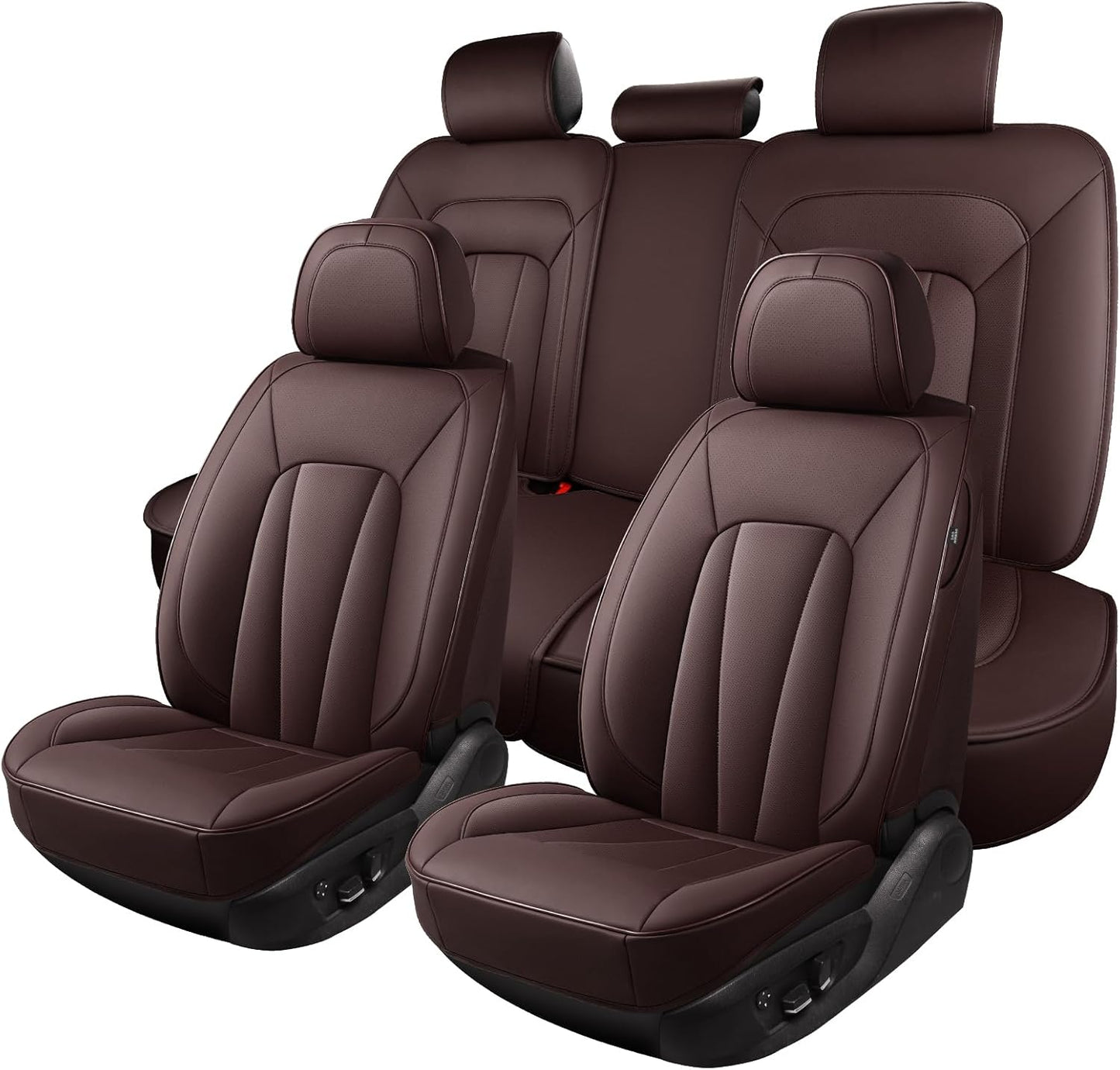 Leather Car Seat Covers,Brown Seat Covers for SUV,Sedans and Trucks,Waterproof and Breathable Automotive Front and Rear Seat Covers,Luxury Car Seat Protectors,Universal Car Seat Cushions