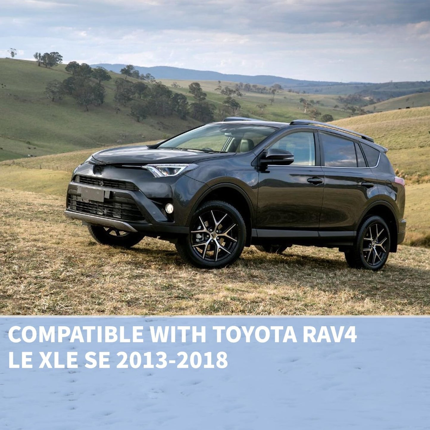 4PCS Rain Guards Fit for 2013-2018 Toyota RAV4 LE XLE SE, Tape-on Outside Mount Window Visors, Smoke Side Window Deflector, Vent Shade Shield, 2013 2014 2015 2016 2017 2018, Exterior Car Accessories