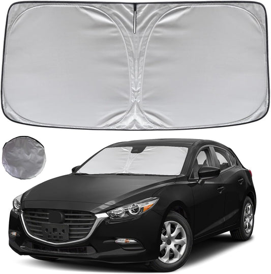 KAYZT Windshield Sun Shade for 2014-2018 Mazda 3 Hatchback Sedan Foldable Sunshade Front Window Custom Fit Car Accessories