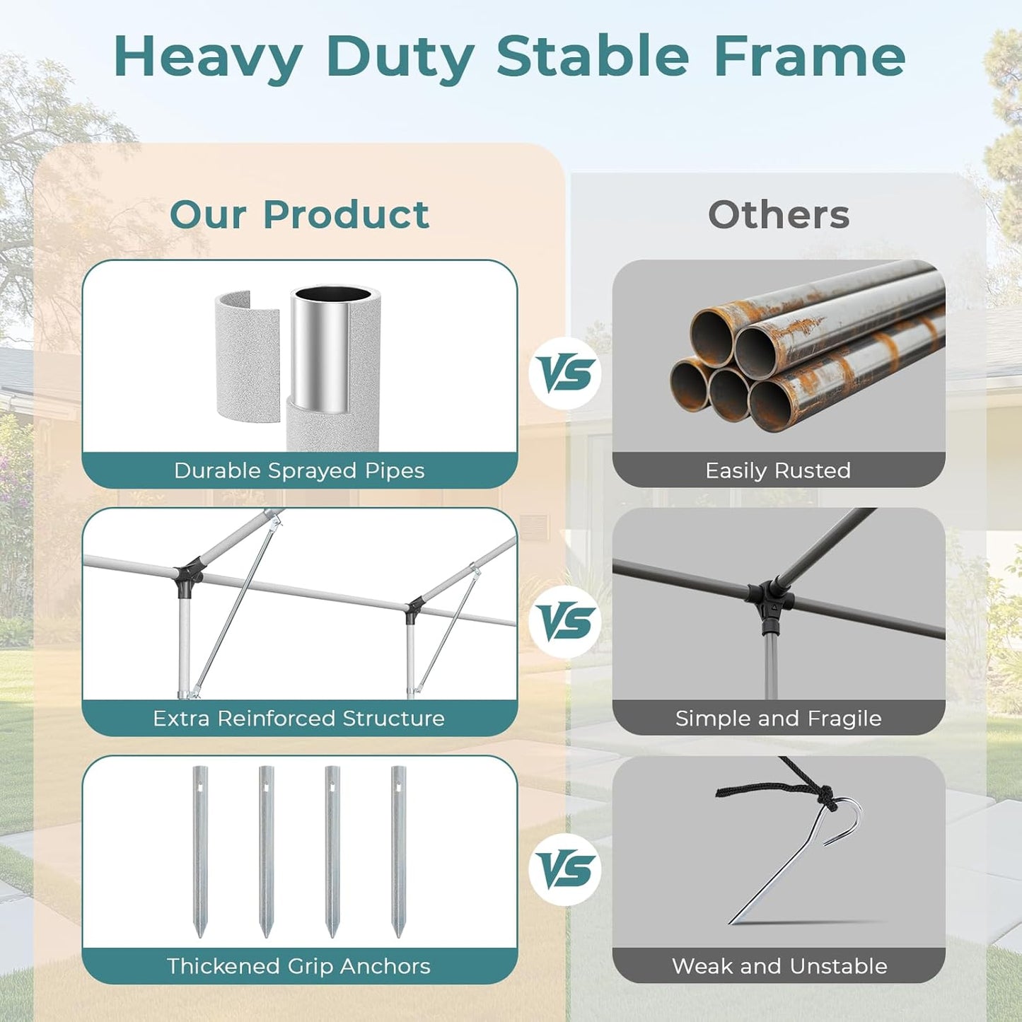 Carport 10x20 ft Heavy Duty, Car Port with Reinforced Steel Frame and 6 Roll-up Windows, Portable Garage with Sturdy Ground Nails, Waterproof All-Season Car Canopy for Boat, Truck, Grey