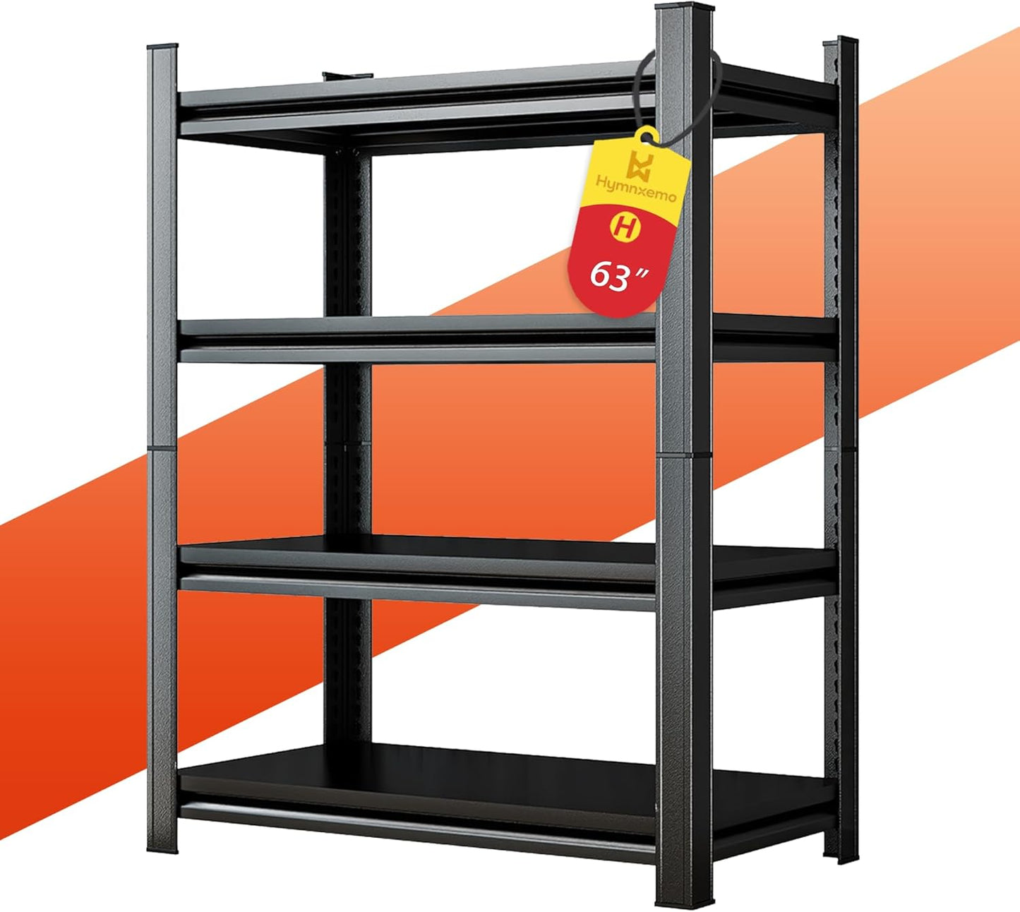 63''H Heavy Duty Metal Shelving Unit, 2000 lbs Total Capacity, Dual-Layer Column, Tool-Free Assembly, All-Steel Construction for Garage, Warehouse, Basement,45.3''W x 19.7''Dx 63" H