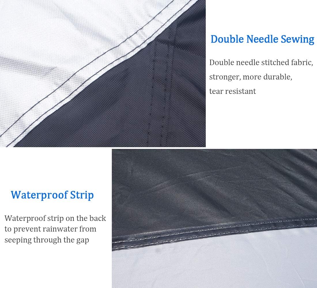 UTV Cover for 2 Seater Black Deluxe Waterproof Oxford Material 114’’x60’’x75’’ Utility Side by Sides Cover (Smaller 2-3 Passenger, Black & Silver)