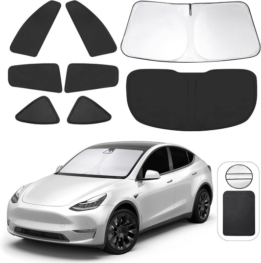 TINGLU Window Shades for Tesla Model Y 2020-2024 Accessories Car Side Full Windows Rear Triangular Windshield Sun Shade Sun UV Rays & Privacy Protection for Camping,Napping,and Relaxing 8PCS