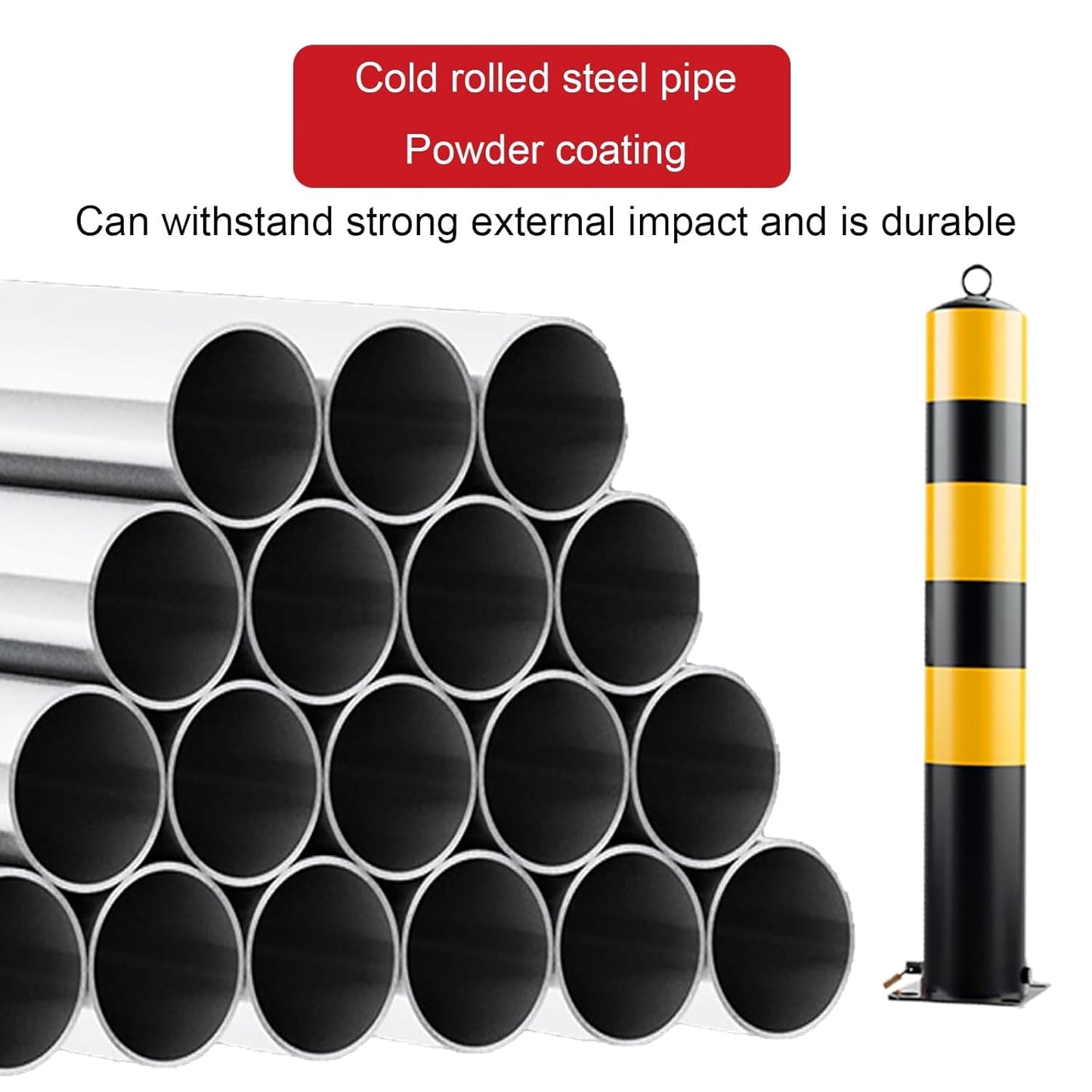 Steel Safety Bollard Post, with Lock Bollard Post Removable Security Posts, Parking Bollards, Parking Barriers Concrete, Powder Coat, for Parking Lot, Driveway and Sidewalk(Black (2pcs),50cm/19.7in)