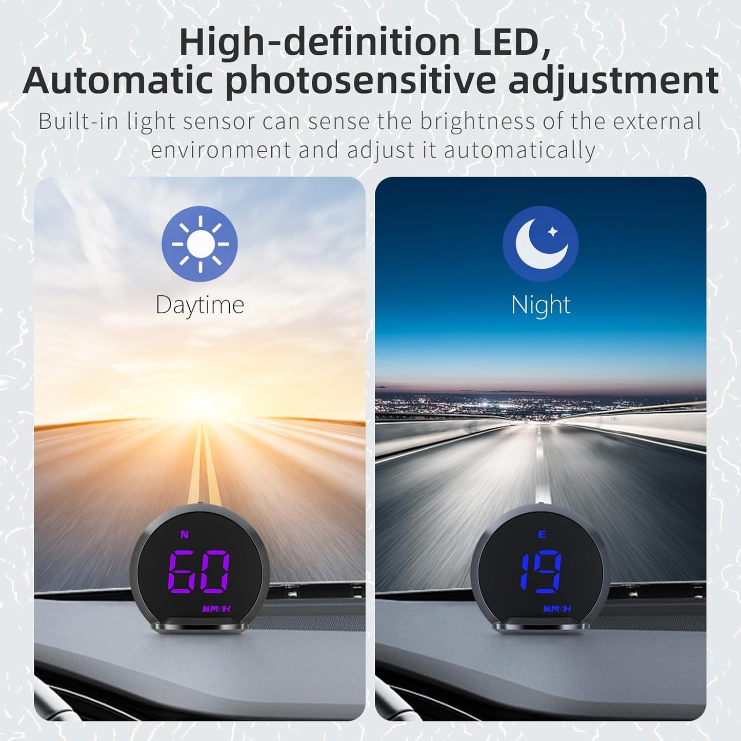 ACECAR Digital GPS Speedometer New HUD Car Head Up Display LCD Display with MPH Digital Speed Compass Direction Driving Distance Altitude Overspeed Alert for All Vehicle