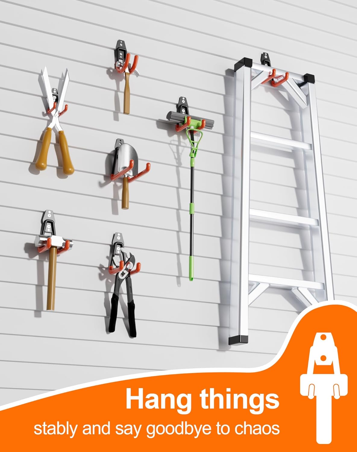 QcoQce 16 Pack Garage Hooks Heavy Duty with 2 Extension Cord Straps,Garage Storage Hooks, Wall Mount Hooks, Garage Organization and Tool Hangers for Bike, Ladder, Ropes and Garden Tools(Orange)