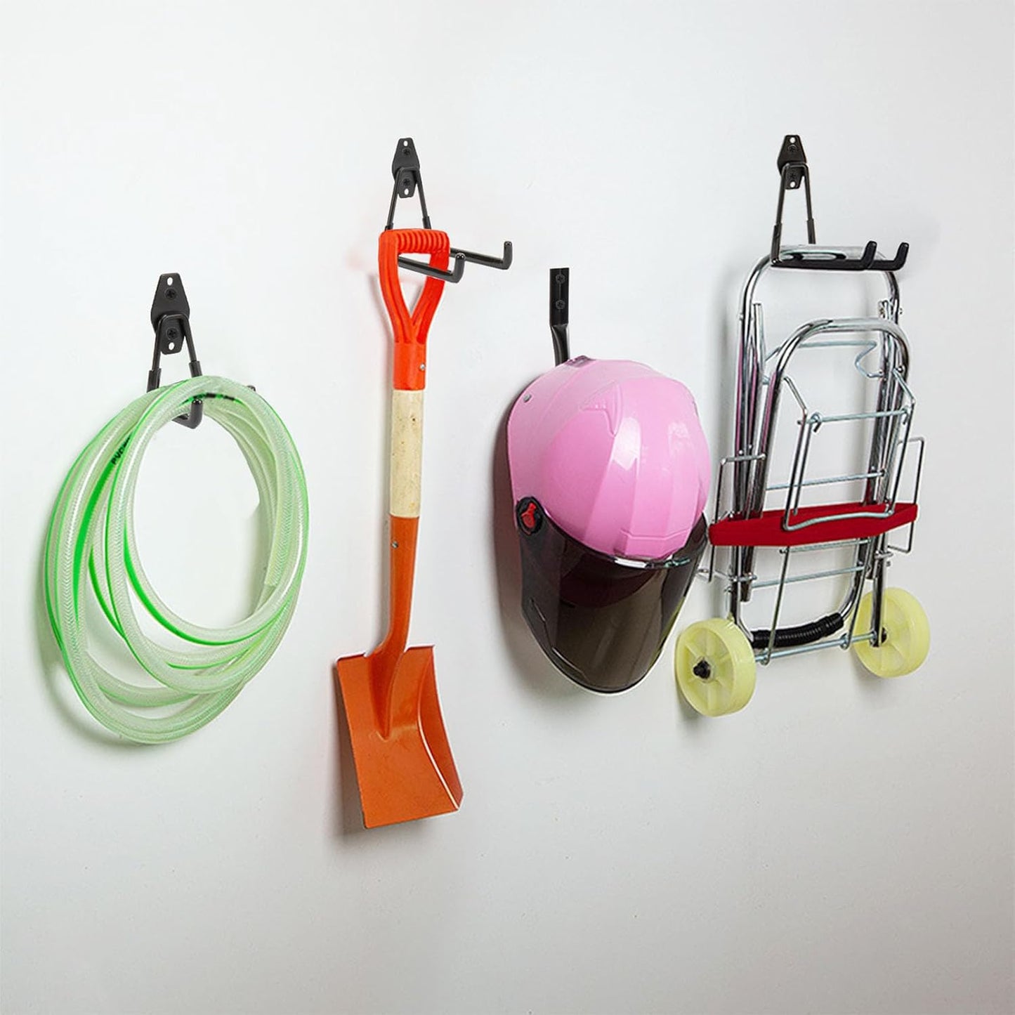 TocTen Garage Hooks, 14 Pack Garage Storage Hook Heavy Duty Solid Steel Wall Hooks, Wall Mount Storage Hook Kit with Anti-Slip Coating Ladder Hooks for Hanging Garden Tools Chair Hose Ropes (Black)