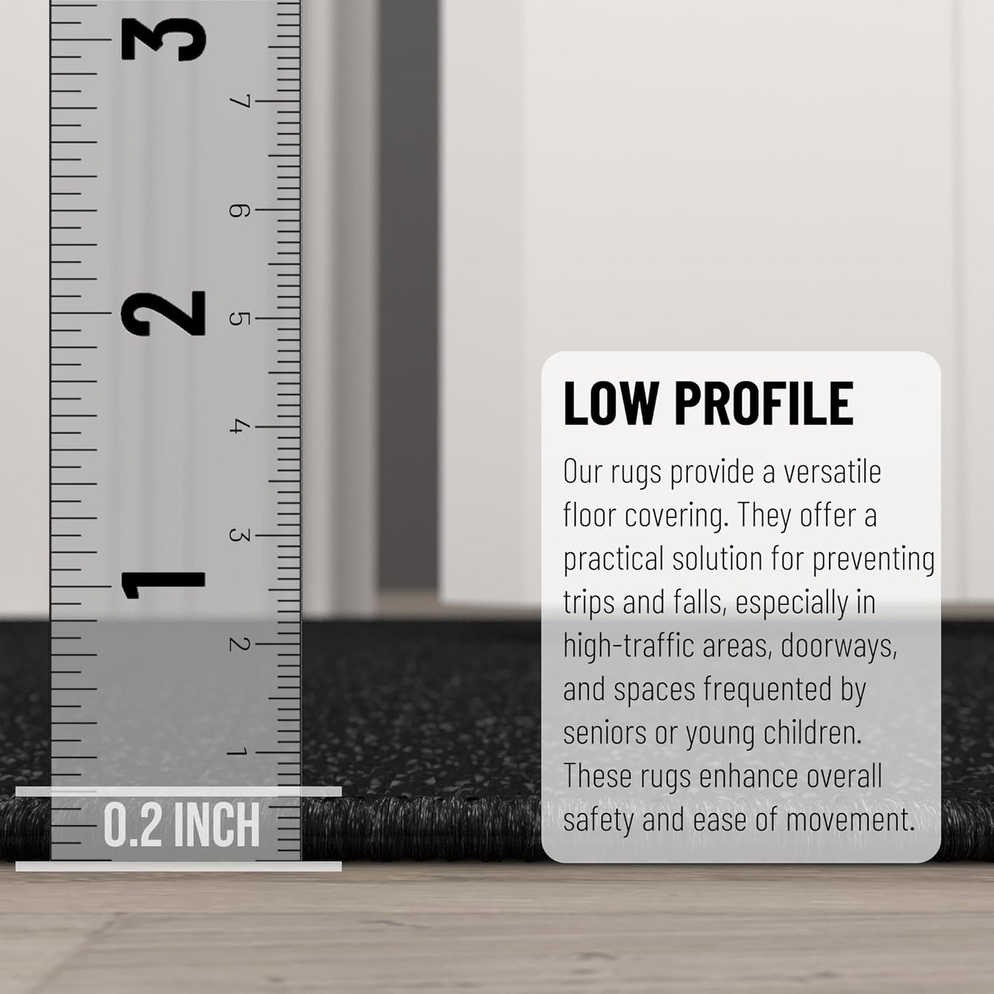 Ottomanson Hallway Runner Rug 2'2" x 6' Non Slip Solid Area Rugs Easy to Clean Laundry Rug Runner Durable & Pet Friendly Floor Carpet Runners for Hallways Entryway Living Room Kitchen, Black