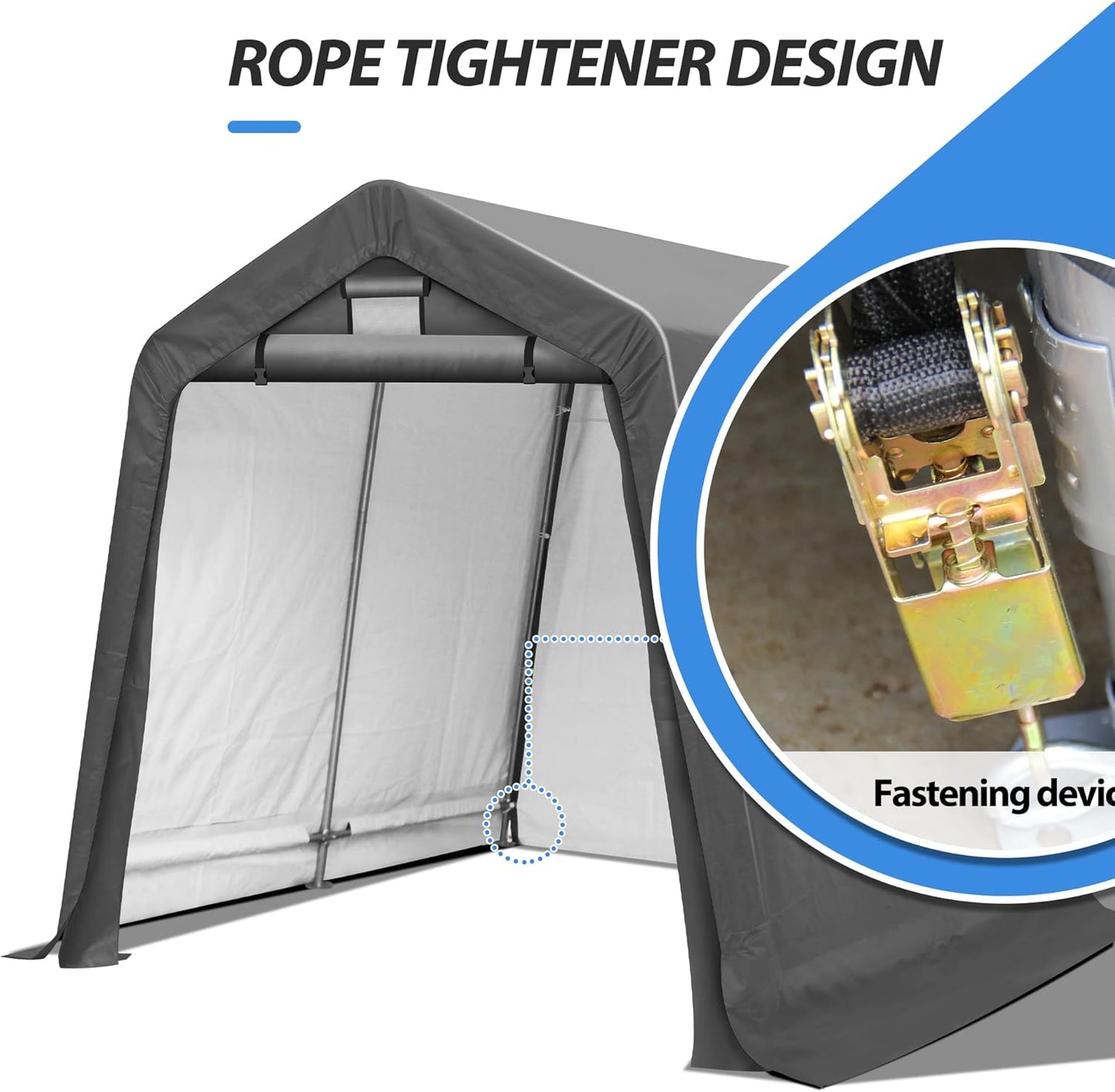 8x8Ft Ourdoor Storage Shed Shelter,Portable Shed Garage with Roll-up Zipper Door &Vent Window, Heavy Duty Storage Tent Carport for Bike,Motorcycle