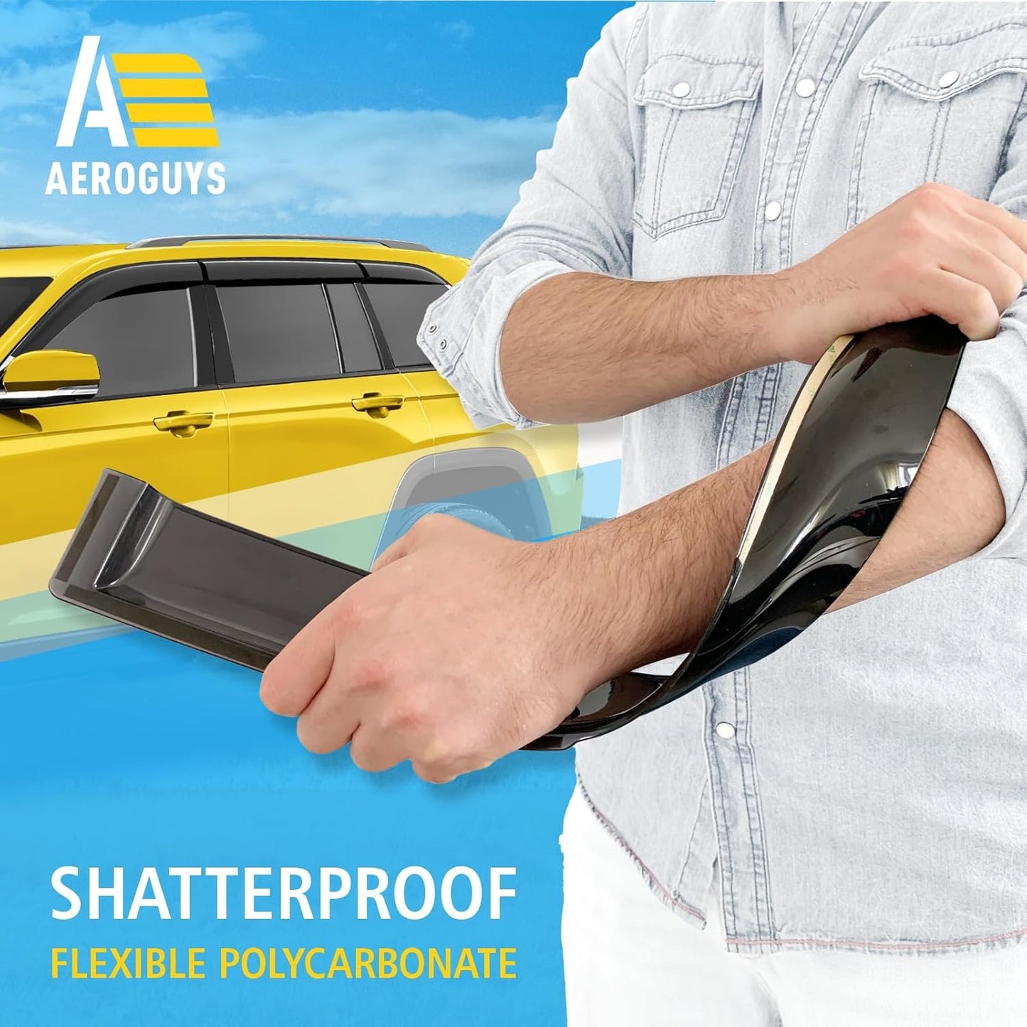 Extra Durable Window Deflectors Tape-On Window Visors Rain Guards Fit for Jeep Grand Cherokee 2022-2025, Sun Visors, Wind Vent for Shades, Exterior Car Accessories - 6pcs. AG0243