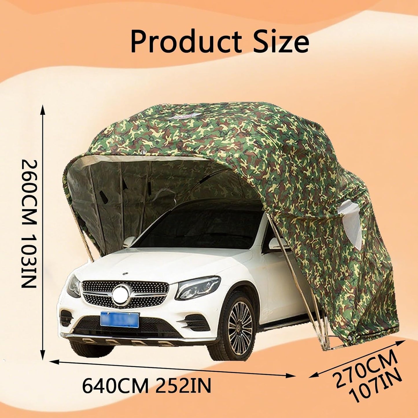 Car Port Portable Storage Shed Carport Canopy Carports Metal Carport Round Style Outdoor Storage Shed Lockable for Automotive Use Anti-Snow Waterproof(Green)