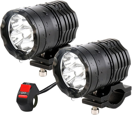 Motorcycle Driving Lights 12-60V 40W 3600LM LED Fog Lights for ATV UTV Bike Car Truck Boat Forklift Waterproof LED Spotlights with 6 Light Beads High Low Strobe Beam Switch Universal (Black 2)