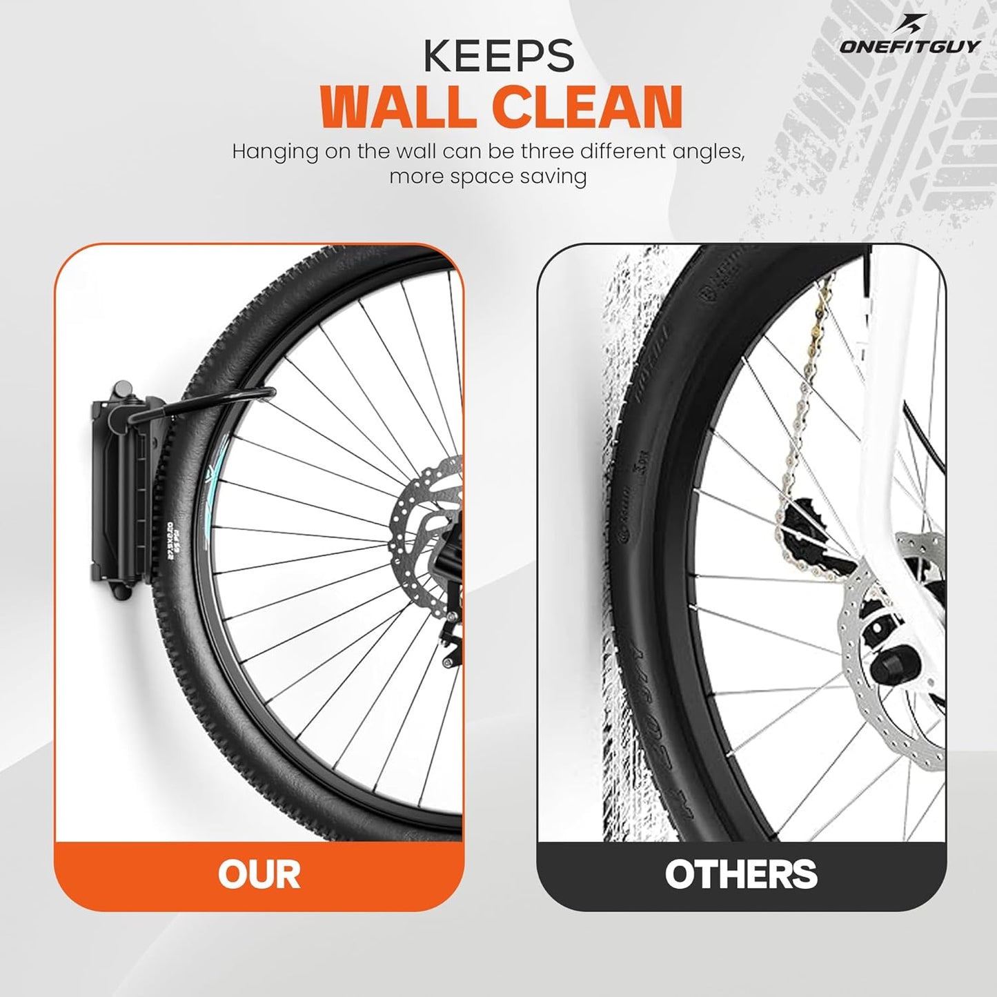 Swivel Bike Wall Mount, Bike Rack Garage, 150° Rotating & Space Saving Vertical Bike Hangers for Storage, Sturdy Bike Stand Holds Up to 66lbs, Easy to Install, 2 Pack