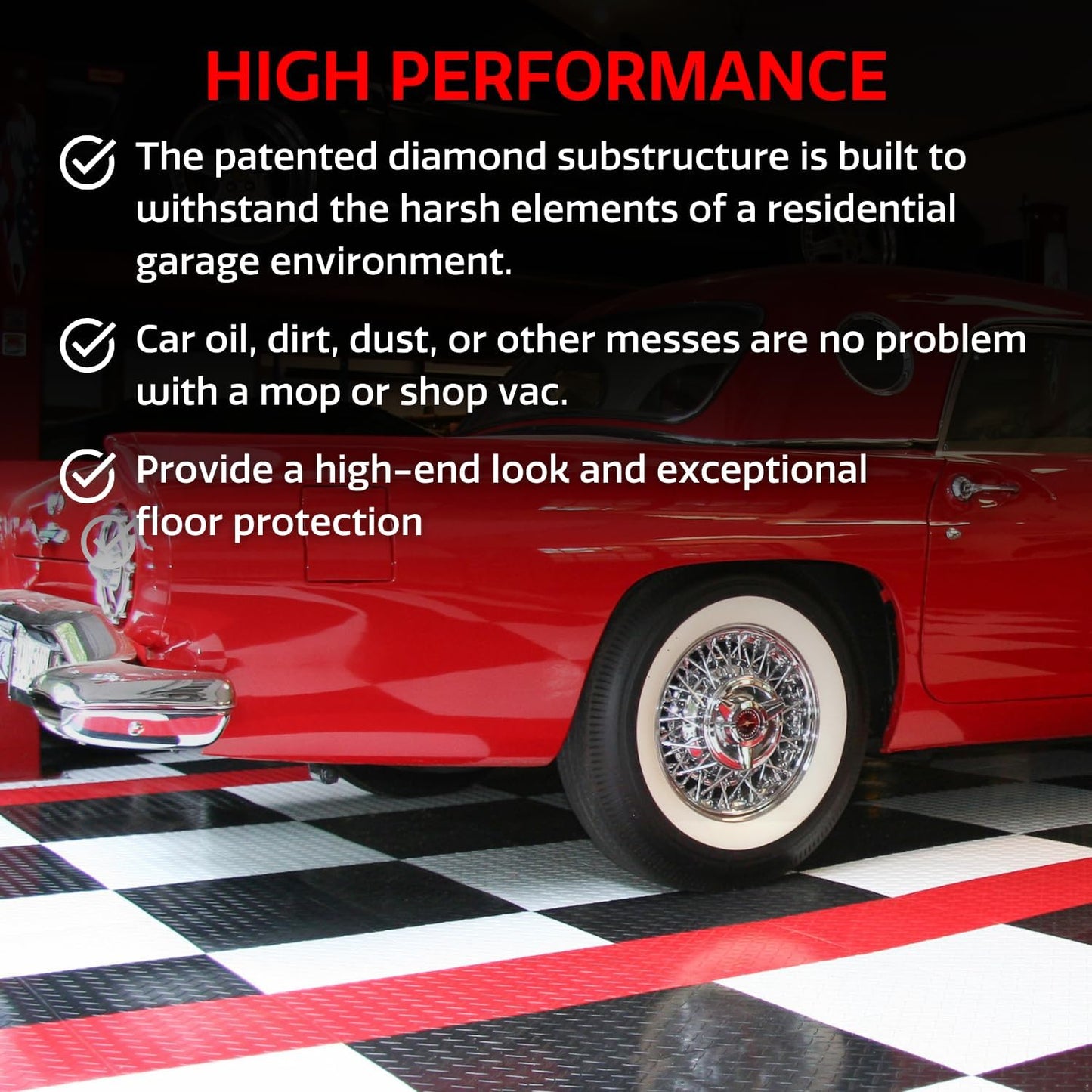 Big Floors RaceDeck Diamond Plate Design, Durable Interlocking Modular Garage Flooring Tile (Graphite, 12 Pack of 12 x 12" Tiles)