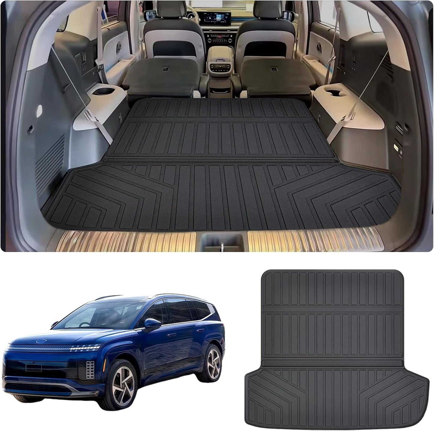 Large Cargo mat for 2026 Hyundai Ioniq 9（Foldable） TPE All Weather Protection Car Large Trunk Mat Accessories-Black