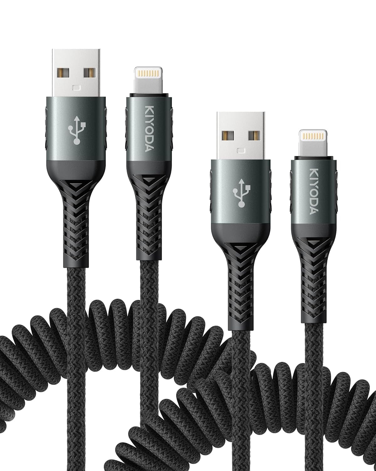 USB to Lightning Cable for Car 3FT+6FT, Coiled iPhone Charger Cables Braided Lightning Cable [Apple MFi Certified] Fast Charging Cord Compatible with iPhone 14/Pro Max/Plus 13 12 11 8, iPad AirPods