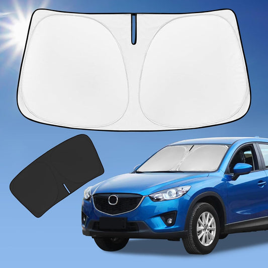 for Mazda CX-5 2013-2016 Sun Shade Sunshade Windshield Cover, 4-Layer Front Window Shade Custom Fit CX5 2013 2014 2015 2016 Sun Visor 240T Foldable Shade Blocks UV Rays Cooler Car Accessories