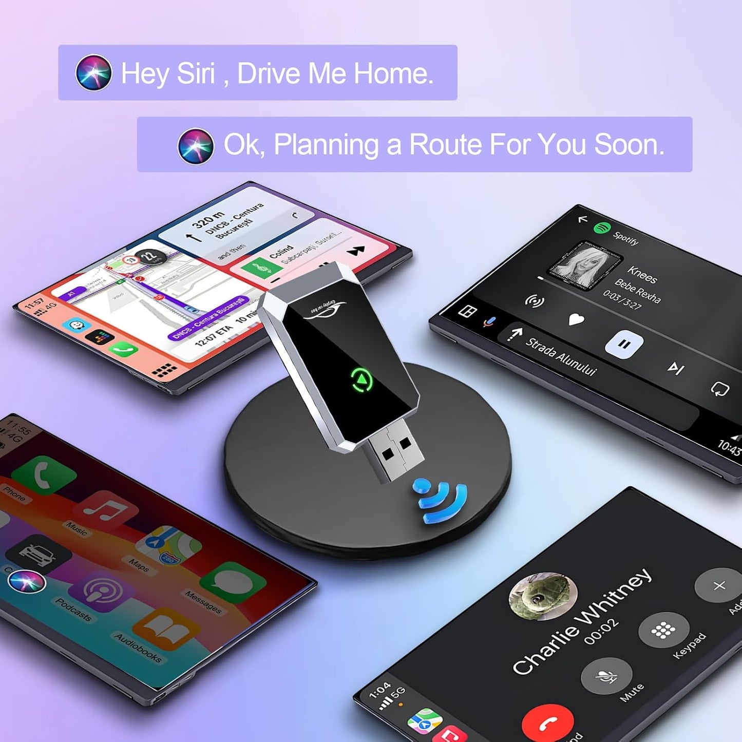 Mini Wireless Carplay Adapter for iPhone&Android Auto 2-in-1, 2025 Upgrade Wired CarPlay to Wireless, Supports Voice Assistant, Plug and Play Car Play for iOS 11+&Android 12+