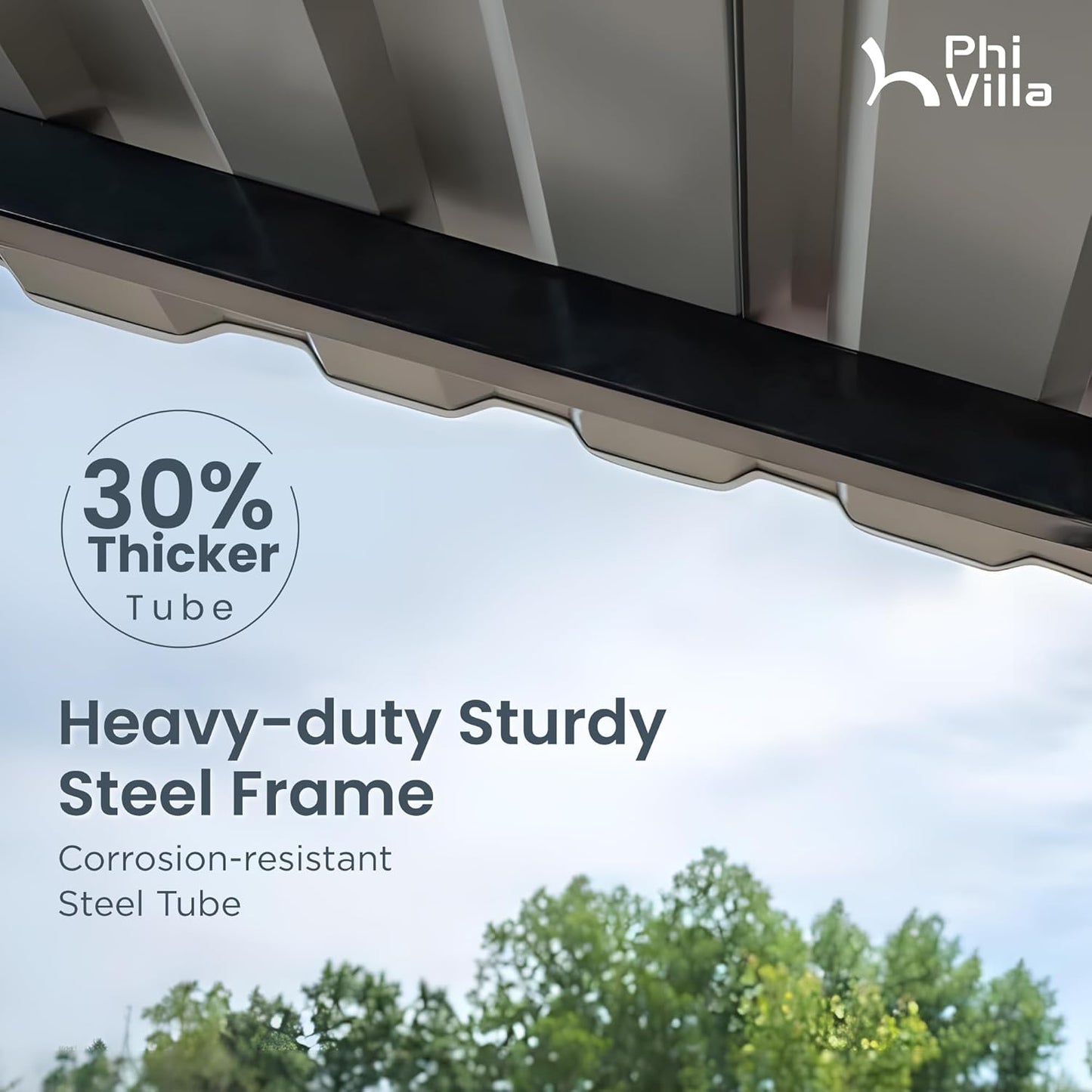 PHI VILLA 10 x 15 ft Heavy Duty Carport with Galvanized Steel Roof Multi-Use Shelter, Sturdy Metal Carport for Cars, Boats, and Tractors