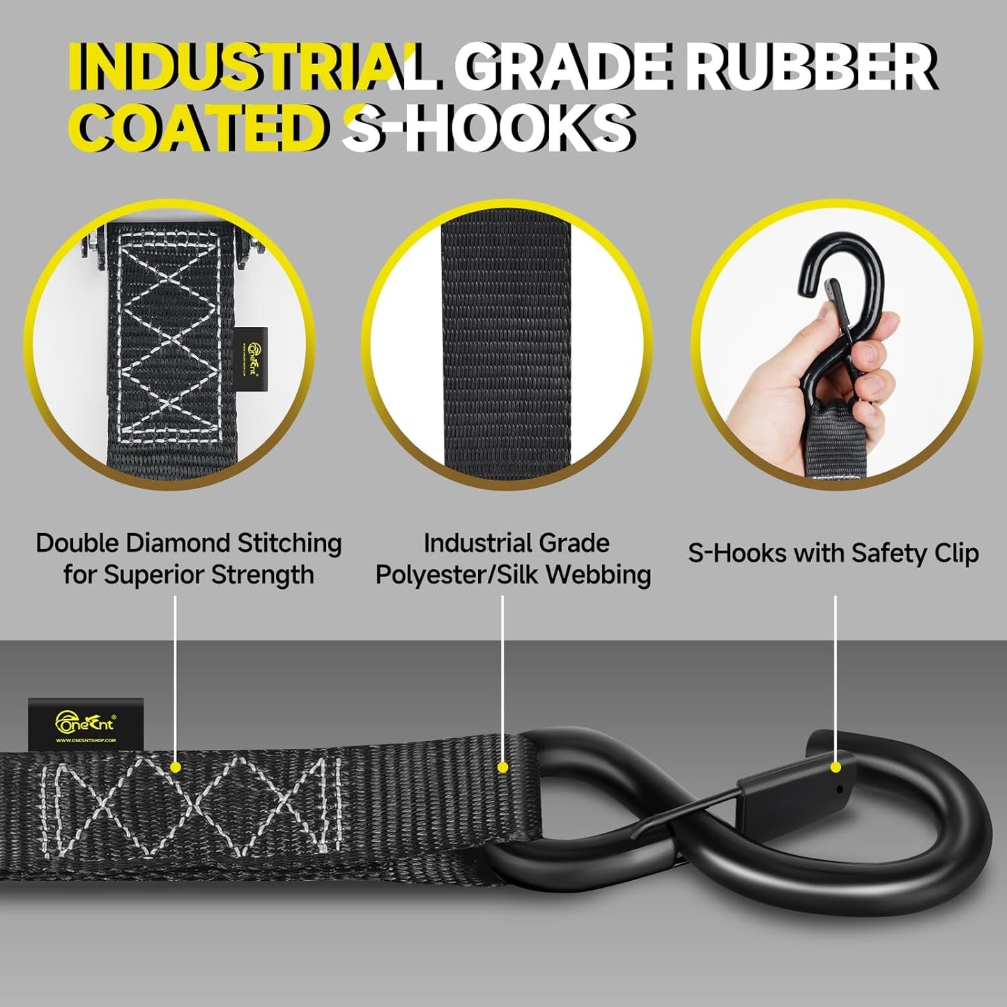 4Pcs 1.6”x16ft Heavy Duty Ratchet Straps with Padded Handles+Coated S Hooks+Soft Loop Tie-Downs-6000 Pound Break Strength for Ratchet Strap Tie Down Kit