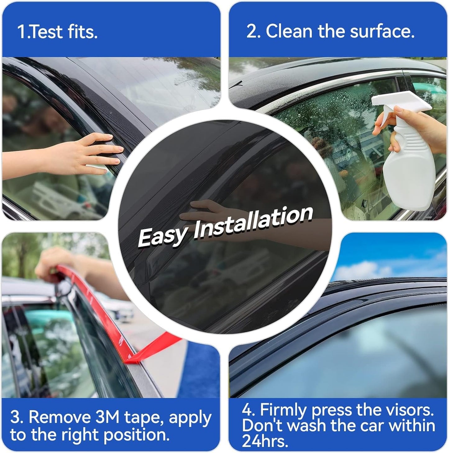 Window Visors Rain Guards for 2009-2014 Ford F150 SuperCrew Cab, Out-Channel Window Vent Wind Deflectors Visors Shades for 2010-2014 F-150 SVT Raptor Full-Size Cab