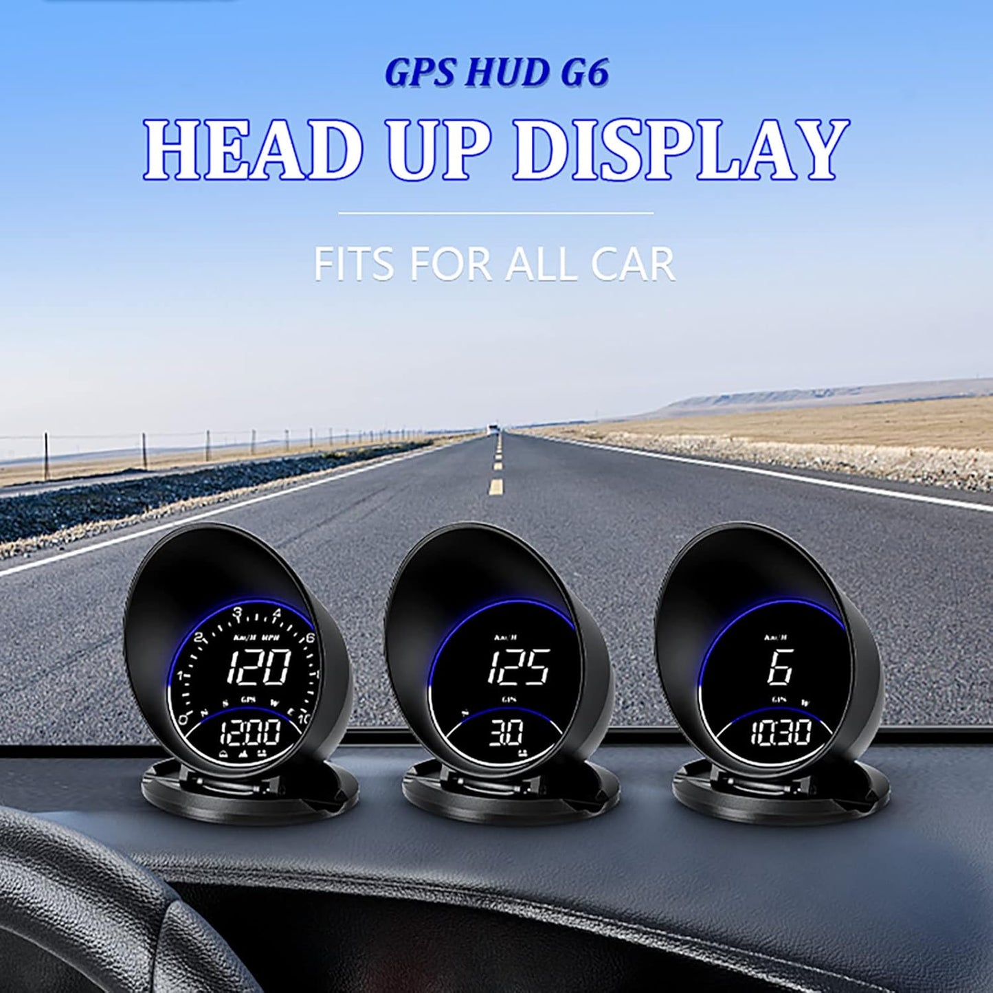 Auto GPS Speedometer G6, Car HUD Head Up Display HD Display, Overspeed Alarm for All Vehicle