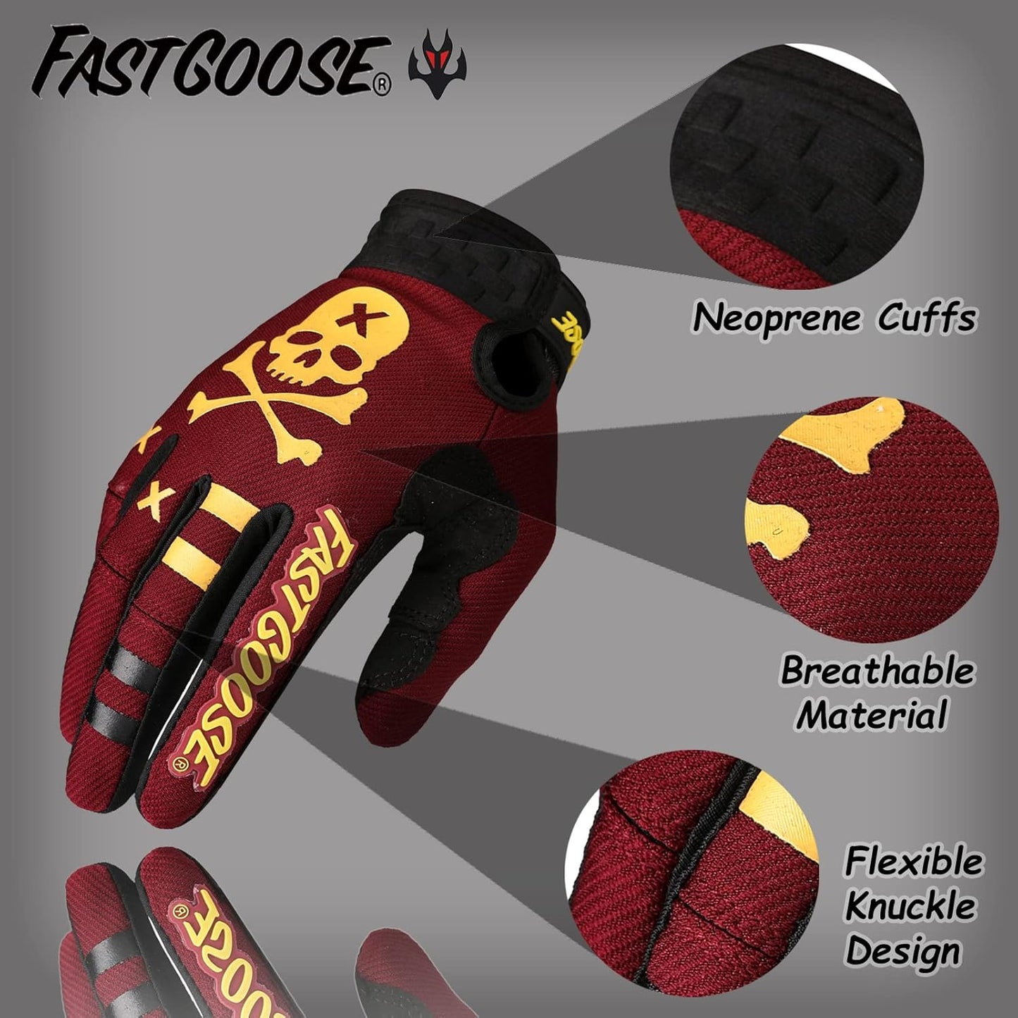 Dirt Bike Motorcycle Gloves - Motocross, Motorbike & ATV Off Road Racing Sports Cycling Gloves