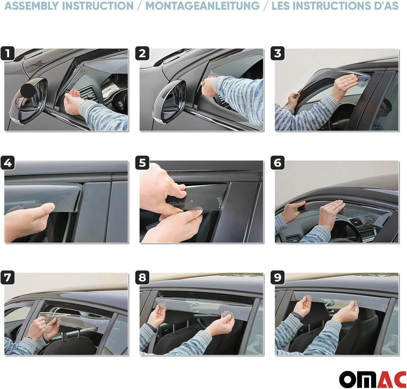 OMAC Window Visor Vent Rain Guard Deflector for Honda Civic 2006-2011 Sedan Smoke 2 Pcs