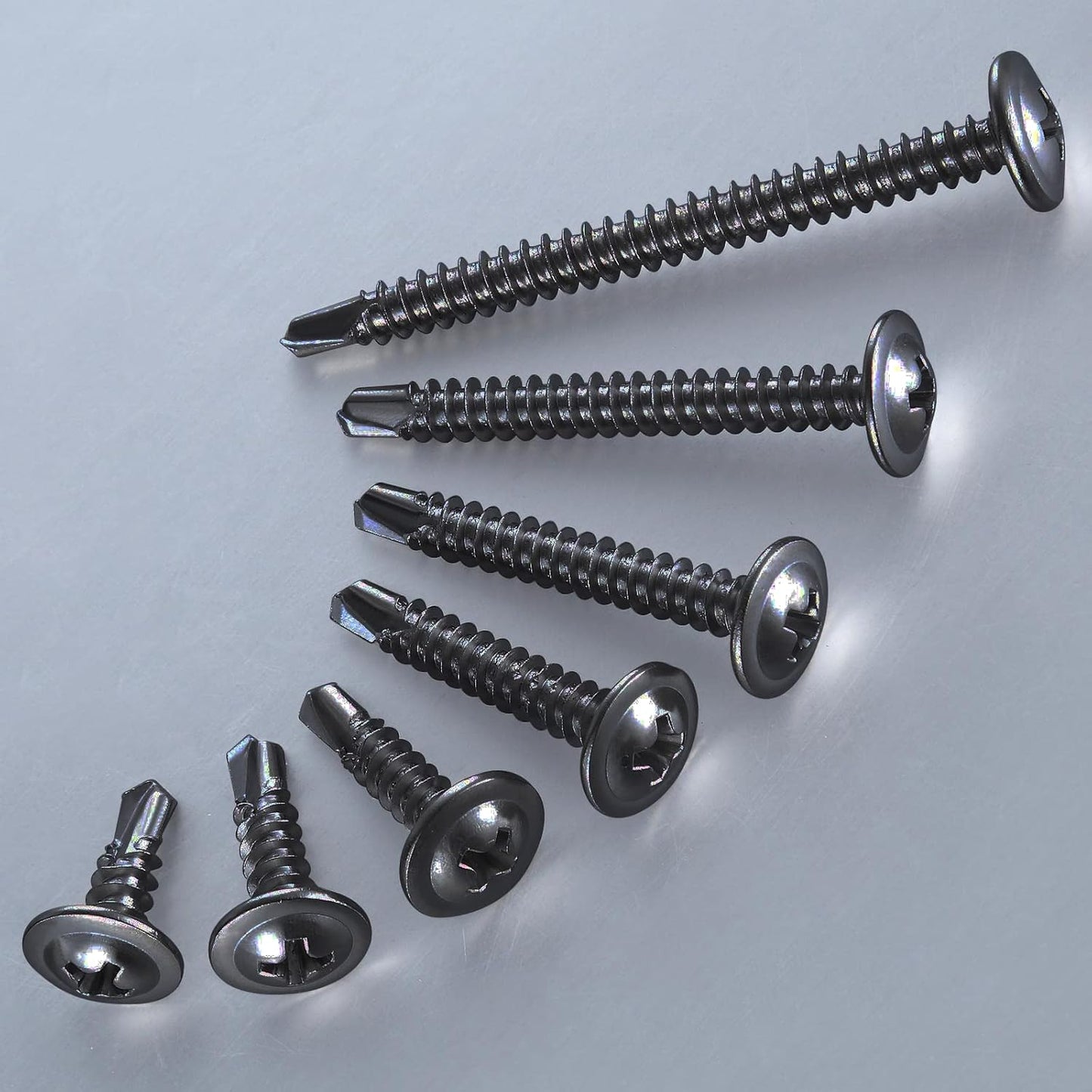 (400Pcs)#8×1/2” for Sheet Metal Self-Tapping Screws 410 Black Stainless Steel Truss Head High-Strength Quick Tapping