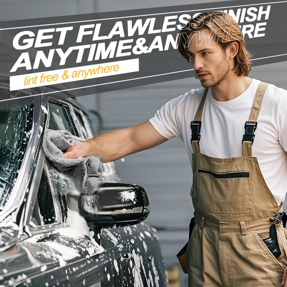 Drying Towels Car Detailing(Coral Fleece) Car Wash Cleaning Towel For Car Exterior and Interior ,Absorbent, Lint-Free, Extra Soft,Reusable and Durable,Microfiber Rags 16in x 16in-Grey 12 Packs