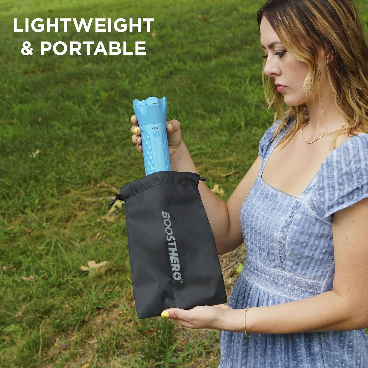 BoostHero Portable Car Battery Jump Starter, 6,000mAh Power Bank, LED Flashlight, with Smart Jumper Cables for up to 6.0L Gas/4.0L Diesel Engines (Blue)