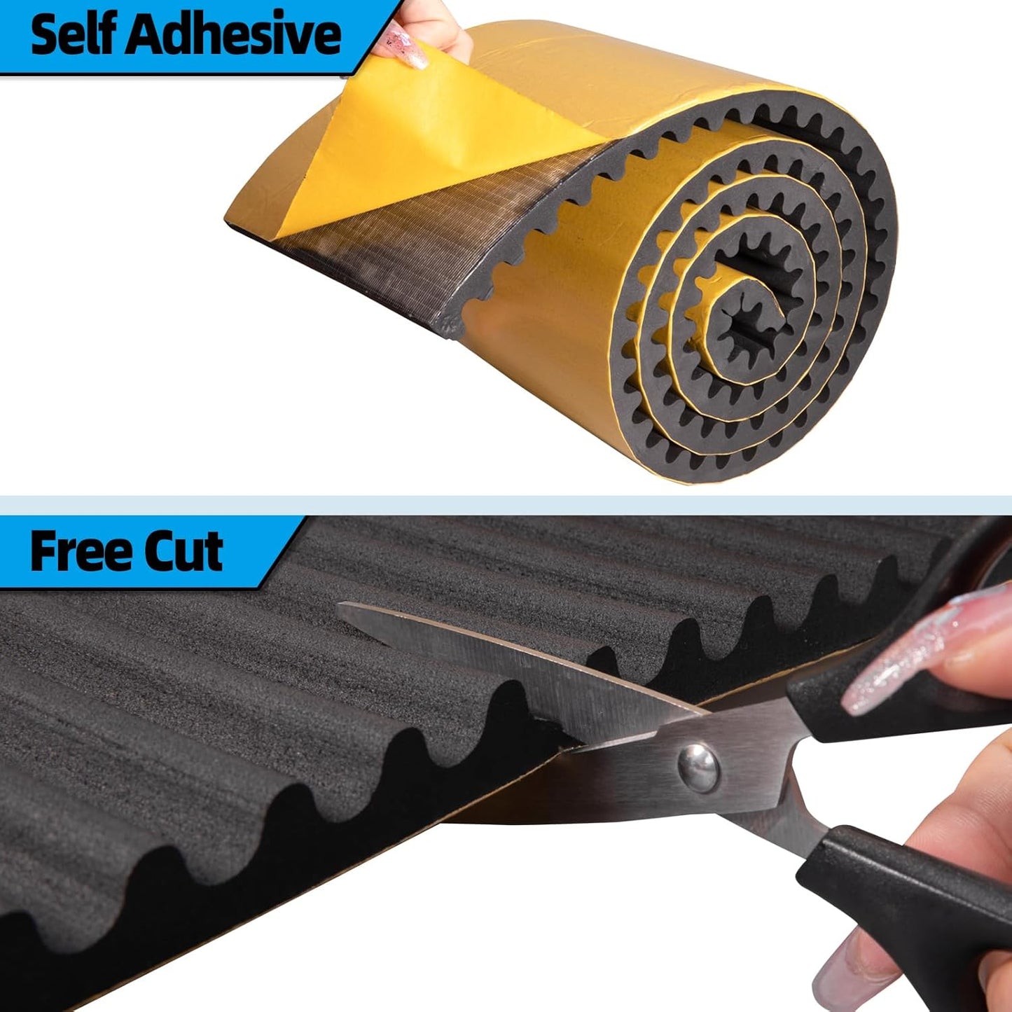 Spurtar Ultra Thick Garage Wall Protector Garage Parking Aid, Self-Adhesive Car Door Protector, Wavy-Mat Wall Padding, Vehicle Door Edge Guards, Bumper Guards Protection Pads, 79" L x 8" W x 3/5"