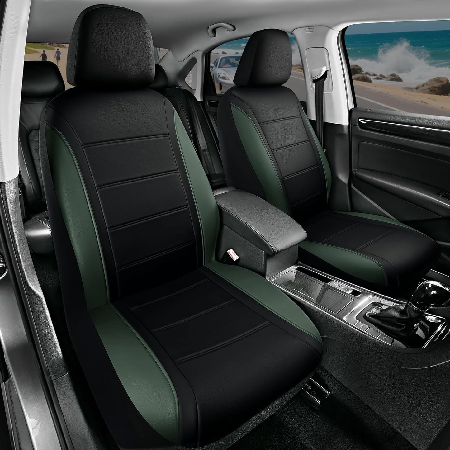 Road Comforts Leather Seat Covers, Breathable Car Seat Covers Front Seat for Men,Airbag Compatible, Automotive Seat Covers Set Universal Fit Most Cars,Vans,Truck,SUV