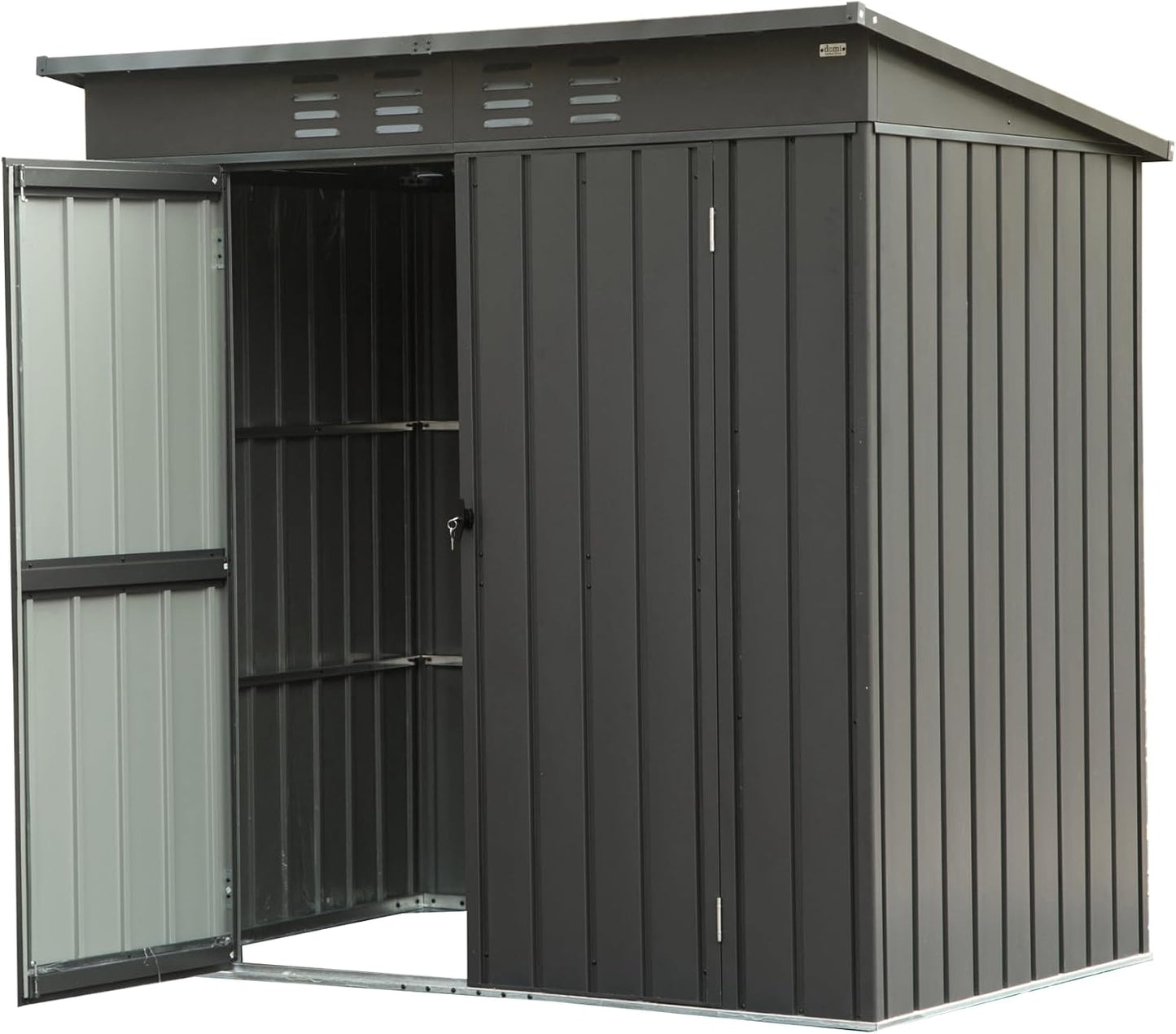 IKERY Compact Galvanized Steel Garden Shed 5' x 3' with Sloping Roof & Lock - Metal Utility Storage for Small Backyard, Balcony - Dark Gray