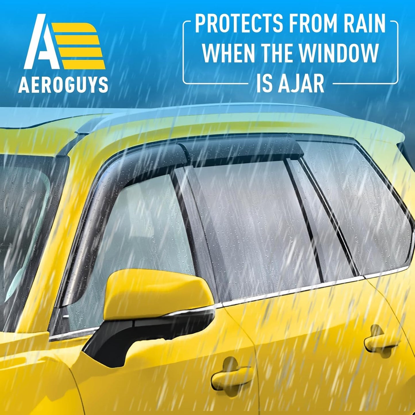 Extra Durable Window Deflectors Tape-On Window Visors Rain Guards Fit for Toyota Grand Highlander 2024-2025, Sun Visors, Wind Vent for Shades, Exterior Car Accessories - 4pcs. AG0879