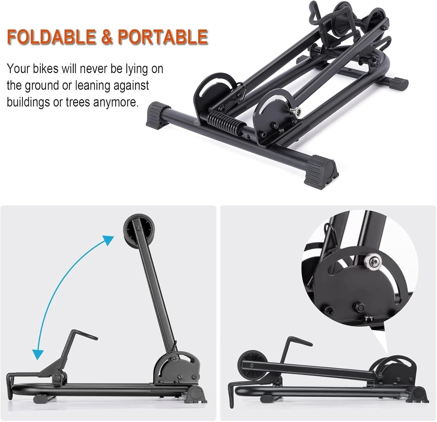 Indoor Bike Floor Stand - Bike Stand Rack for Garage/Home - Bike Storage Bicycle Parking Rack Fit 26”-29” Mountain Road Bikes (2 Bike Rack)