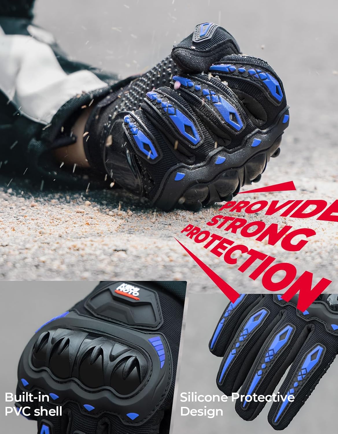 KEMIMOTO Motorcycle Gloves for Men/Women, Touchscreen Dirt Bike Gloves with Shell, Anti-Slip for Motorbike, Riding, Racing, Cycling, Dirt Bike, ATV, UTV, Motocross, BMX, Hiking