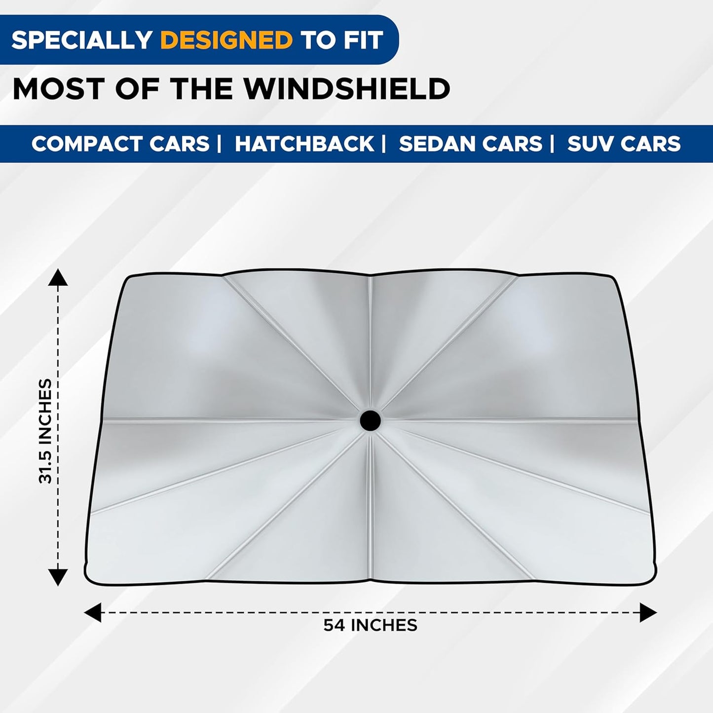 EcoNour Car Umbrella Windshield Sun Shade | Foldable UV Blocker Sun Shade | Polarized Car Sun Visor for SUV, Sedan, Truck | Umbrella Sun Shade Cover for Front Baby Window Shades