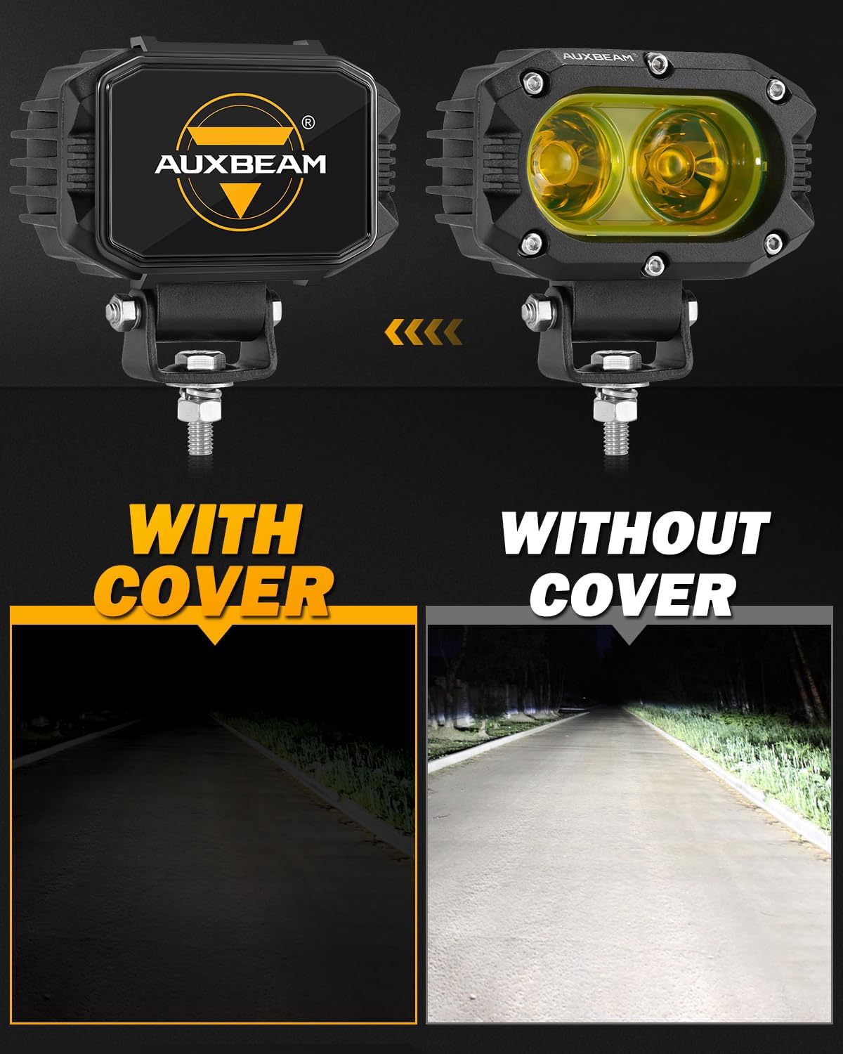 Auxbeam 4 Inch LED Pod Covers, Square Off Road Light Protective Covers, Black Cube Mask Offroad Plastic Light Lens Cover for Trucks Jeep (ZD000822)